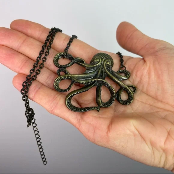 Brass Octopus Chain Necklace - Picture 5 of 12